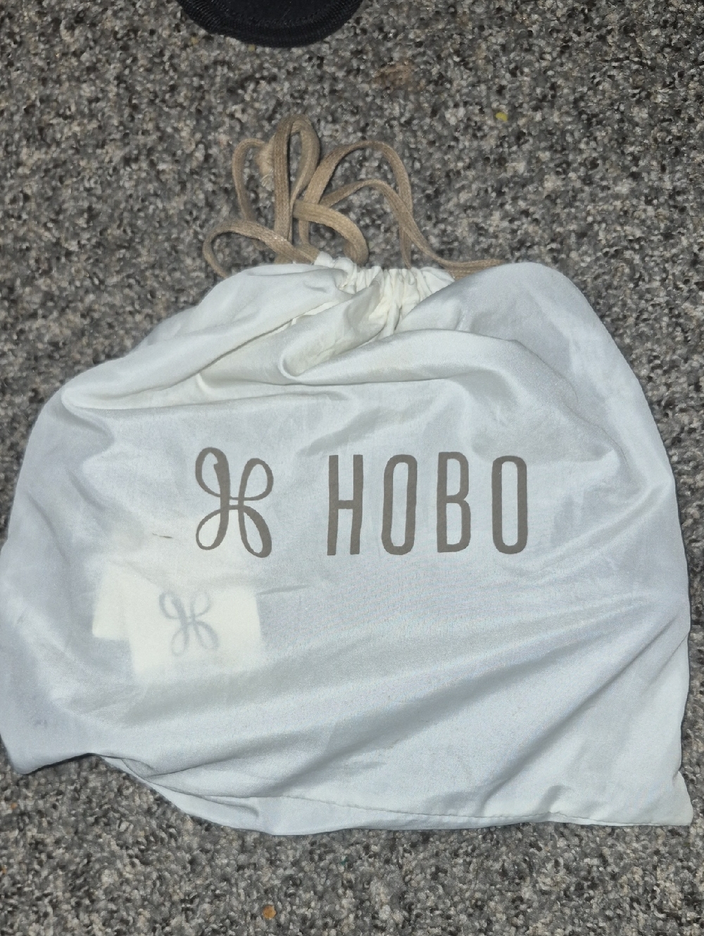 HOBO Cream Drawstring Dust Bag with Tan Logo
